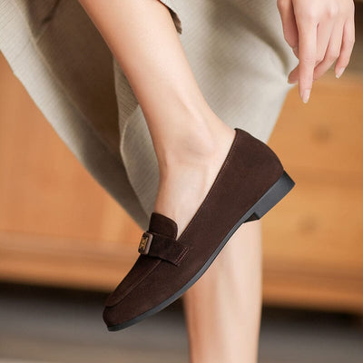 Women Retro Minimalist Leather Flat Casual Loafers