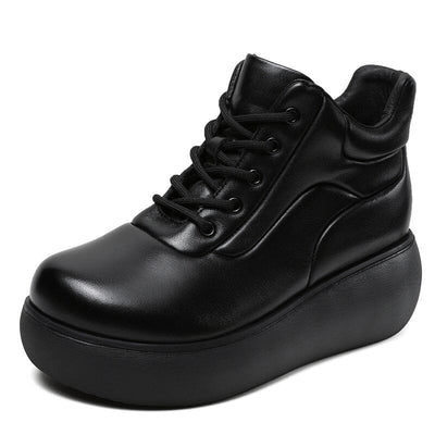 Women Retro Minimalist Platform Ankle Boots Dec 2023 New Arrival Black 34 
