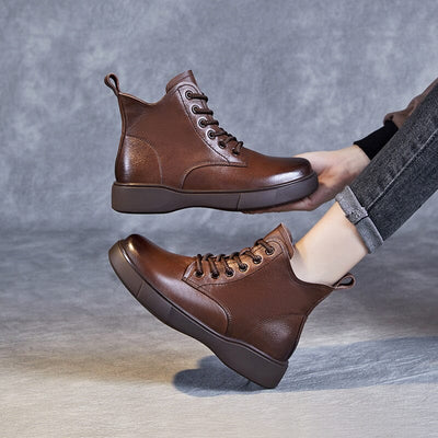 Women Retro Minimalist Soft Leather Ankle Boots Nov 2023 New Arrival 