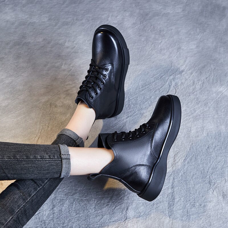 Women Retro Minimalist Soft Leather Ankle Boots