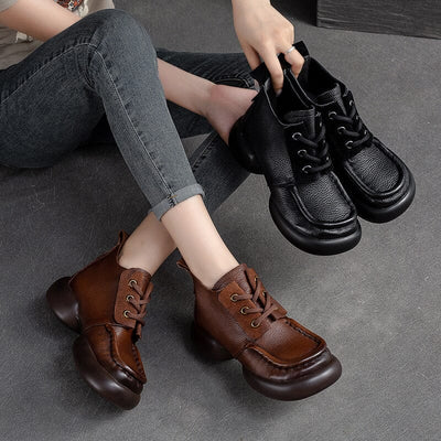 Women Retro Soft Leather Casual Ankle Boots
