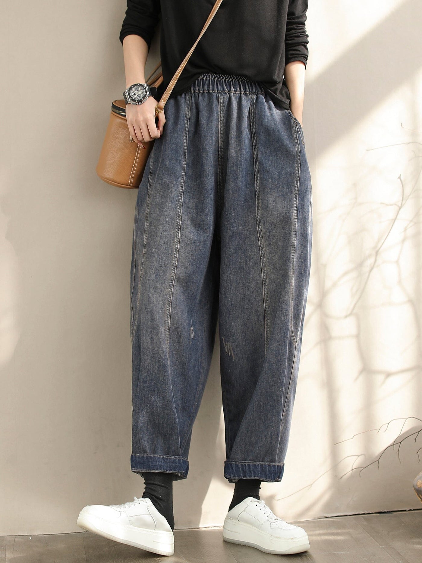 Women Retro Spring Casual Loose Cotton Jeans Jan 2024 New Arrival 
