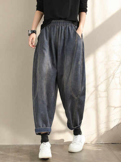 Women Retro Spring Casual Loose Cotton Jeans Jan 2024 New Arrival 