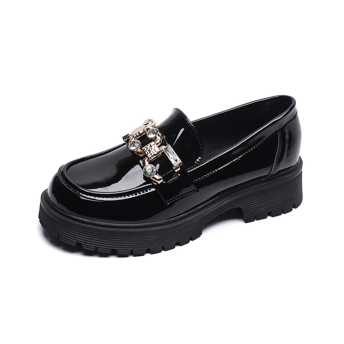 Women Soft Glossy Leather Retro Casual Loafers Jan 2024 New Arrival Black 35 