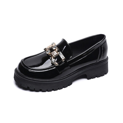 Women Soft Glossy Leather Retro Casual Loafers