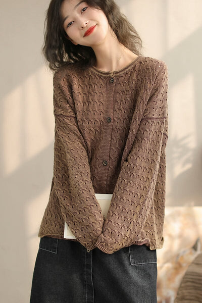 Women Spring Casual Jacquard Knitted Cardigan Jan 2024 New Arrival 