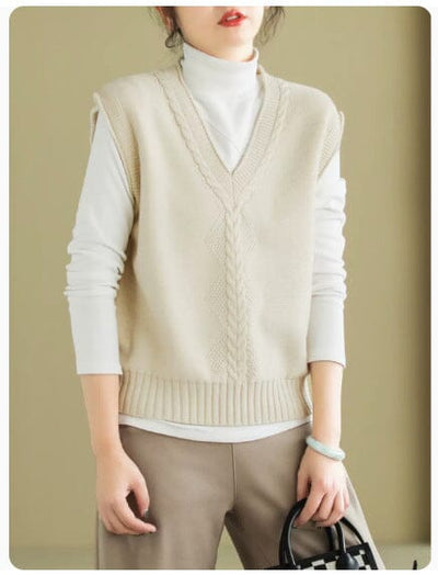 Women Spring Casual V-neck Knitted Waistcoat