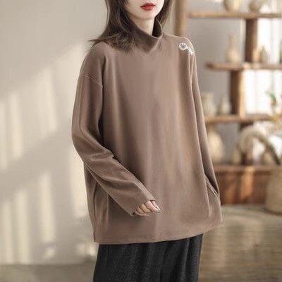 Women Spring Embroidery Casual Long Sleeve T-Shirt