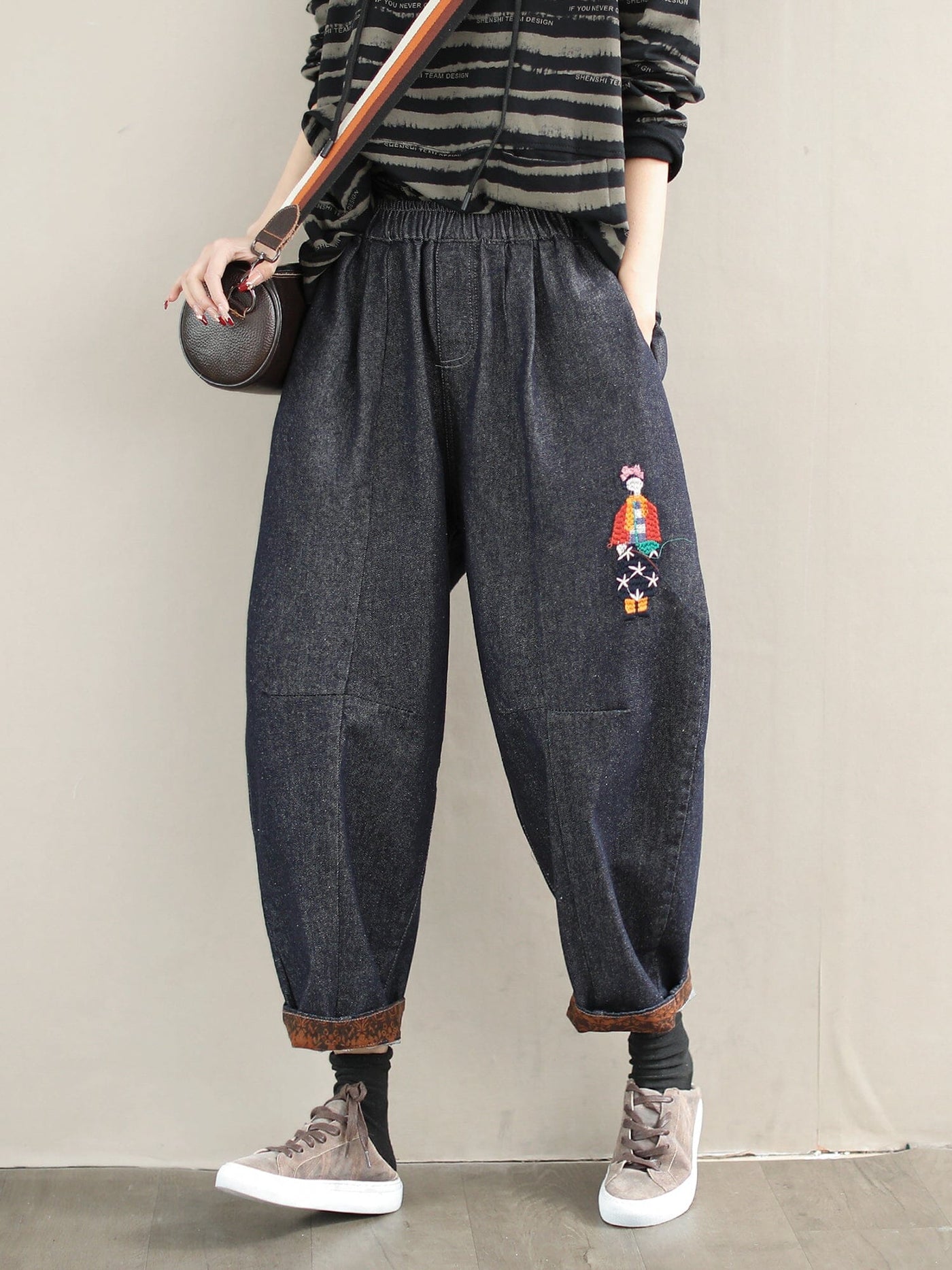 Women Spring Embroidery Loose Harem Jeans Jan 2024 New Arrival 