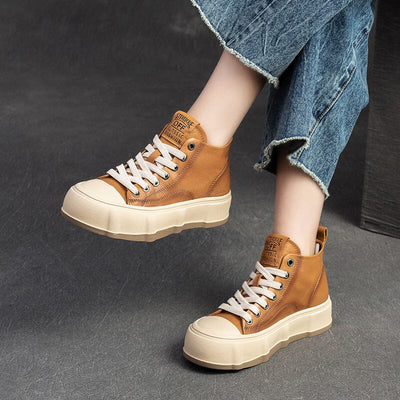 Women Spring Fashion Leather Casual Ankle Boots