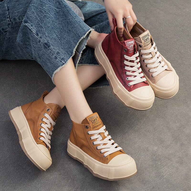 Women Spring Fashion Leather Casual Ankle Boots