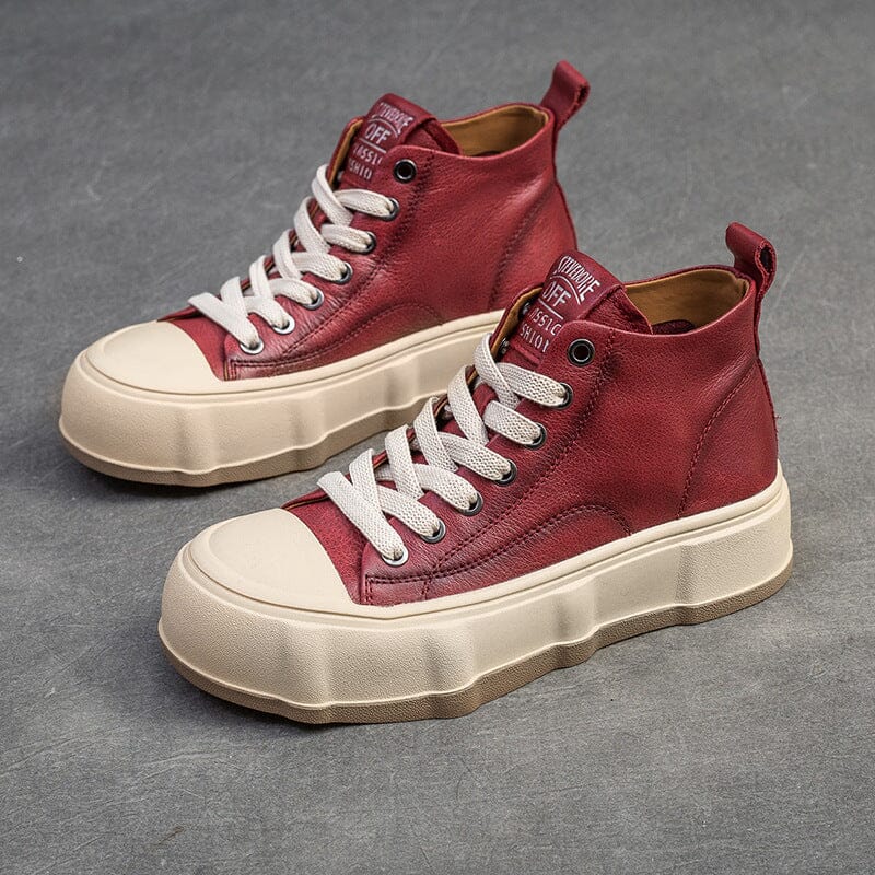 Women Spring Fashion Leather Casual Ankle Boots Jan 2024 New Arrival Wine Red 35 