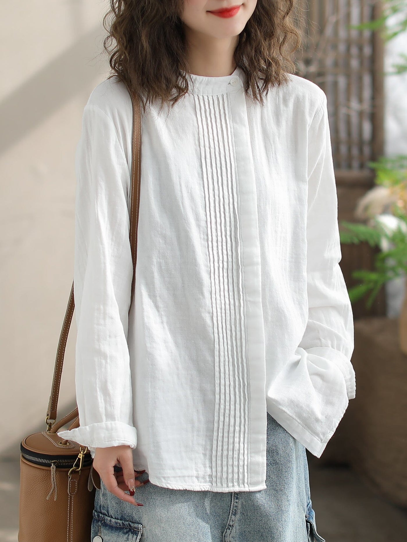 Women Spring Loose Solid Casual Blouse