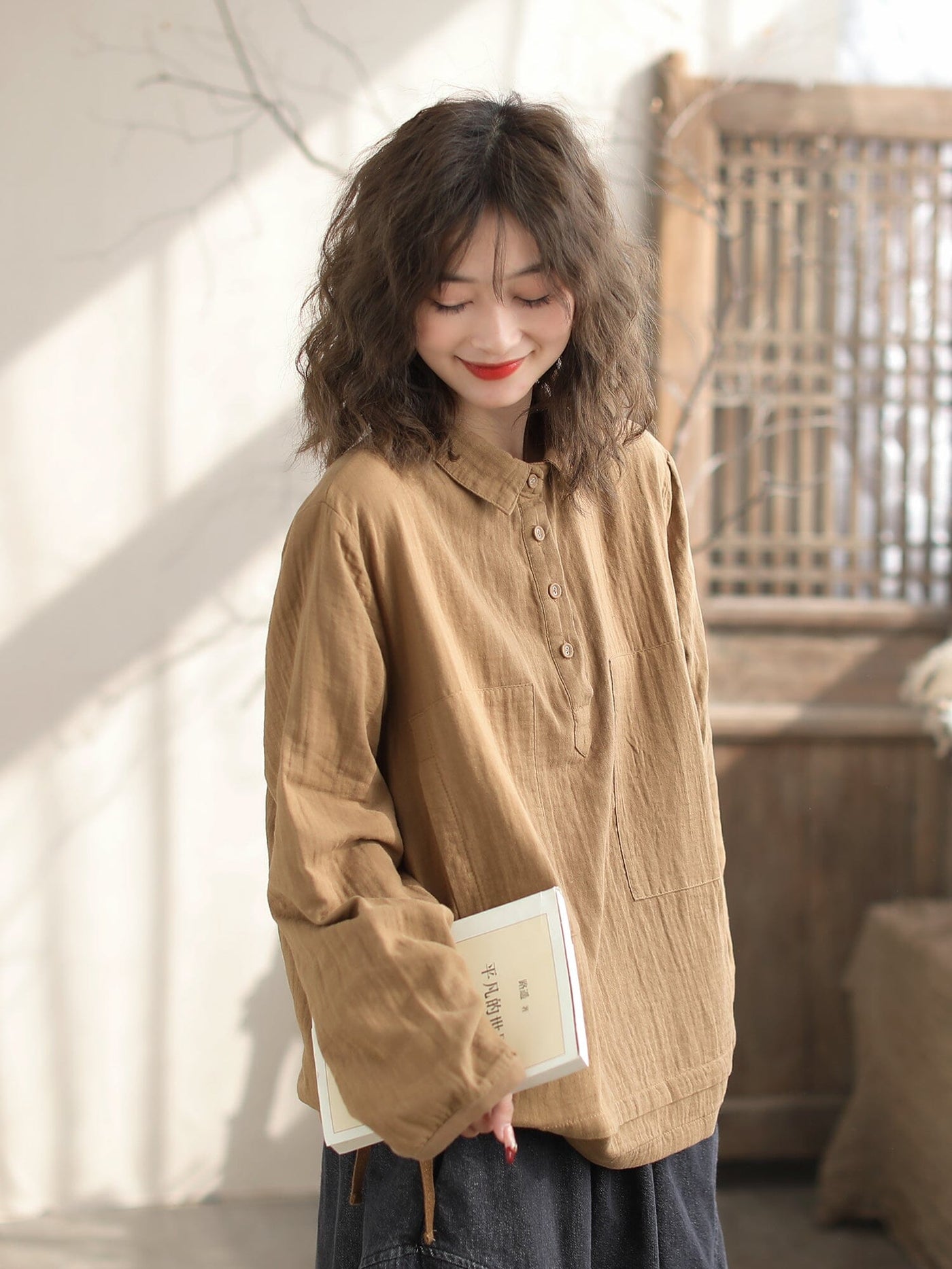 Women Spring Loose Solid Cotton Casual T-Shirt