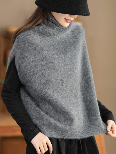 Women Spring Minimalist Knitted Sleeveless Waistcoat Jan 2024 New Arrival Gray One Size 