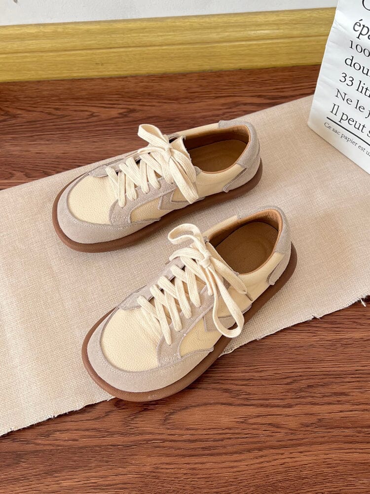 Women Spring Patchwork Leather Soft Casual Shoes