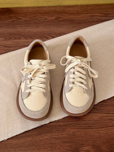 Women Spring Patchwork Leather Soft Casual Shoes Jan 2024 New Arrival 