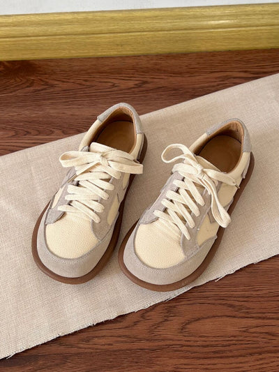 Women Spring Patchwork Leather Soft Casual Shoes Jan 2024 New Arrival 
