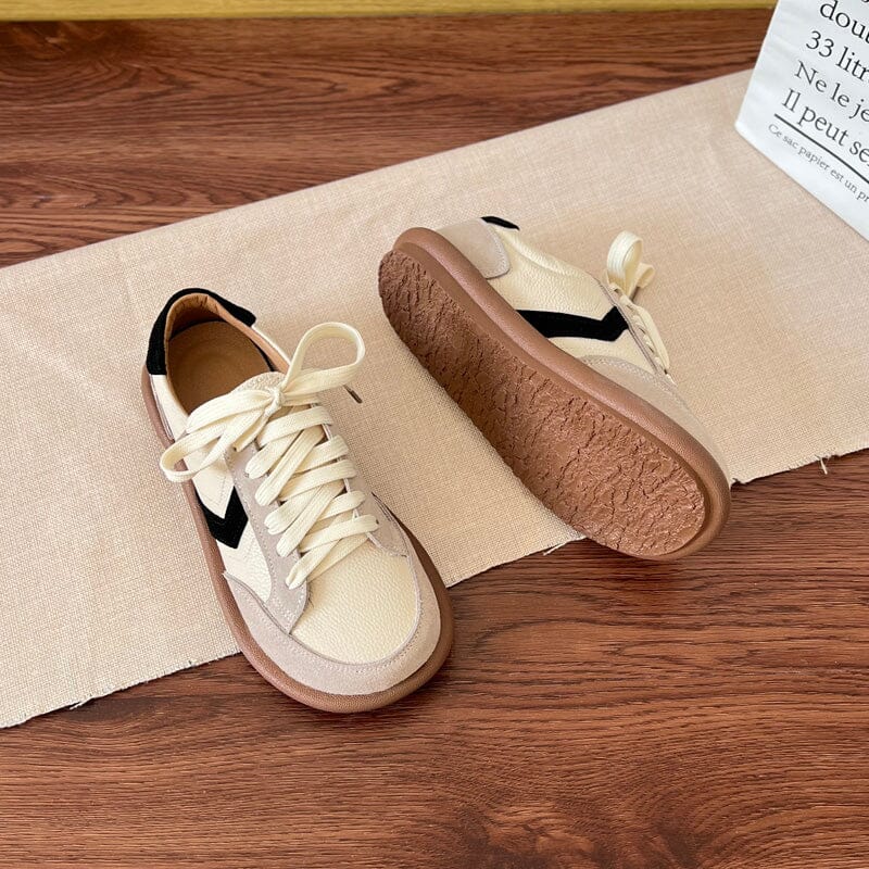 Women Spring Patchwork Leather Soft Casual Shoes Jan 2024 New Arrival Black 35 