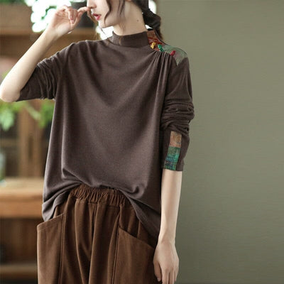 Women Spring Retro Long Sleeve Blouse