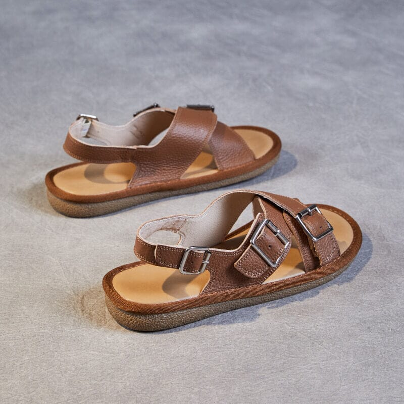 Women Summer Retro Casual Leather Sandals