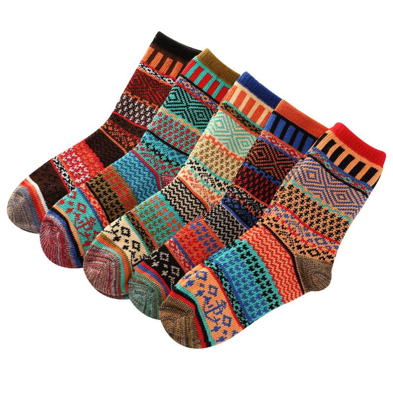Women Vintage Jacquard Warm Cotton Knitted Socks