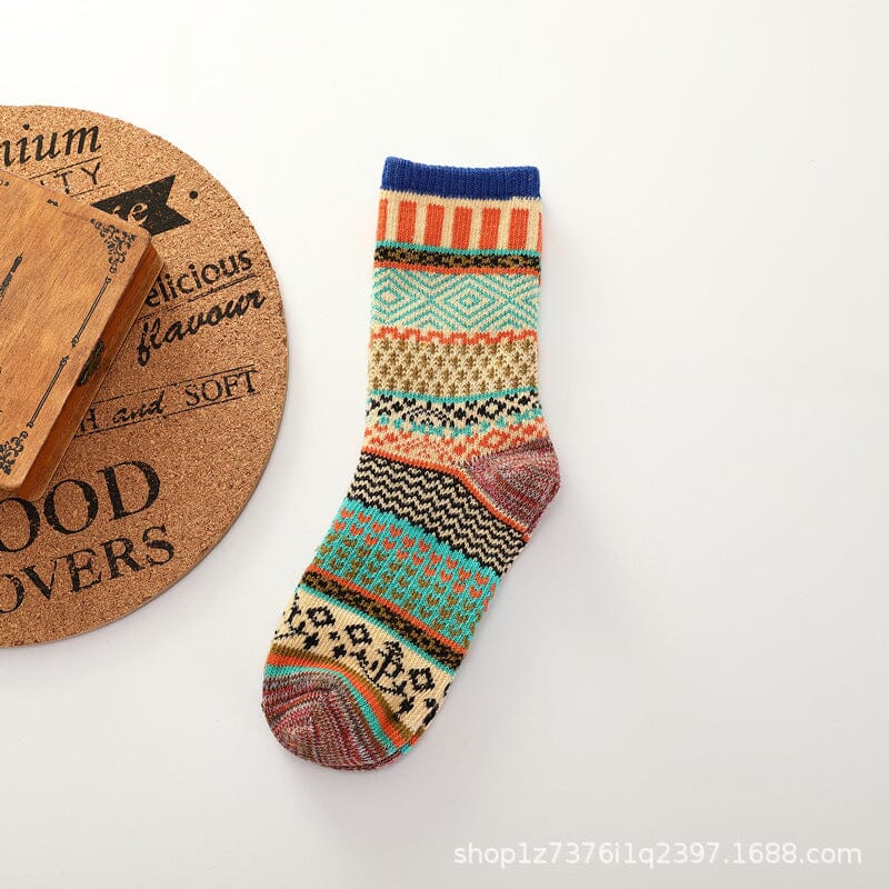Women Vintage Jacquard Warm Cotton Knitted Socks