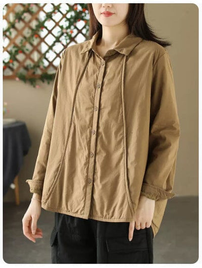 Women Winter Casual Cotton Quilted Blouse