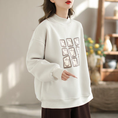 Women Winter Casual Print Furred Sweater