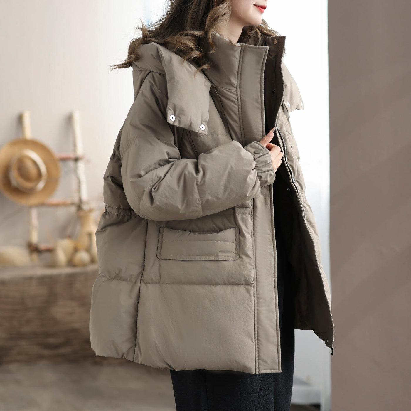 Women Winter Casual Warm Hooded Down Coat Nov 2023 New Arrival S Gray 