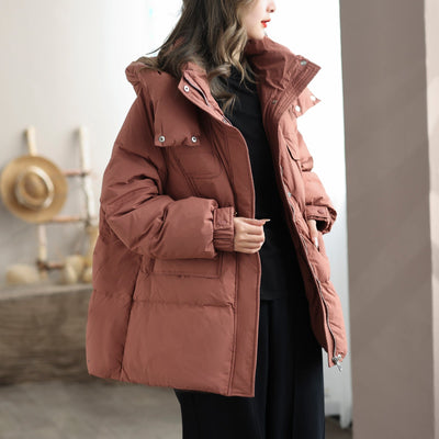 Women Winter Casual Warm Hooded Down Coat Nov 2023 New Arrival S Red 