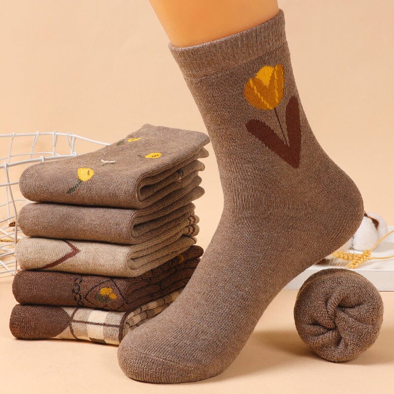 Women Winter Cute Jacquard Cotton Knitted Socks