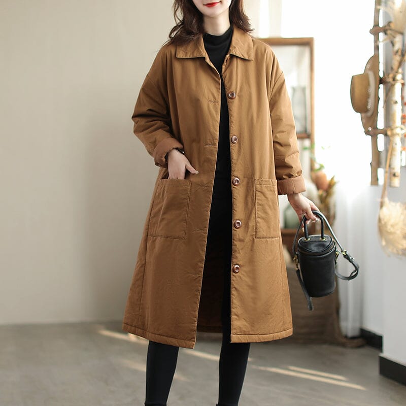 Women Winter Fashion Solid Cotton Overcoat