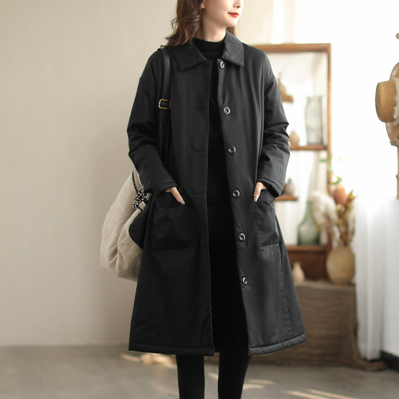 Women Winter Fashion Solid Cotton Overcoat