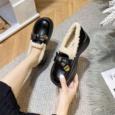 Women Winter Furred Stylish Casual Shoes Jan 2024 New Arrival 33 Black 
