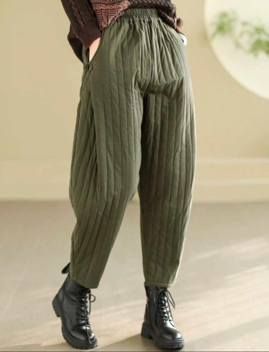 Women Winter Loose Casual Cotton Quilted Pants