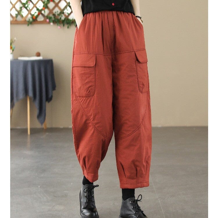 Women Winter Loose Quilted Solid Harem Pants