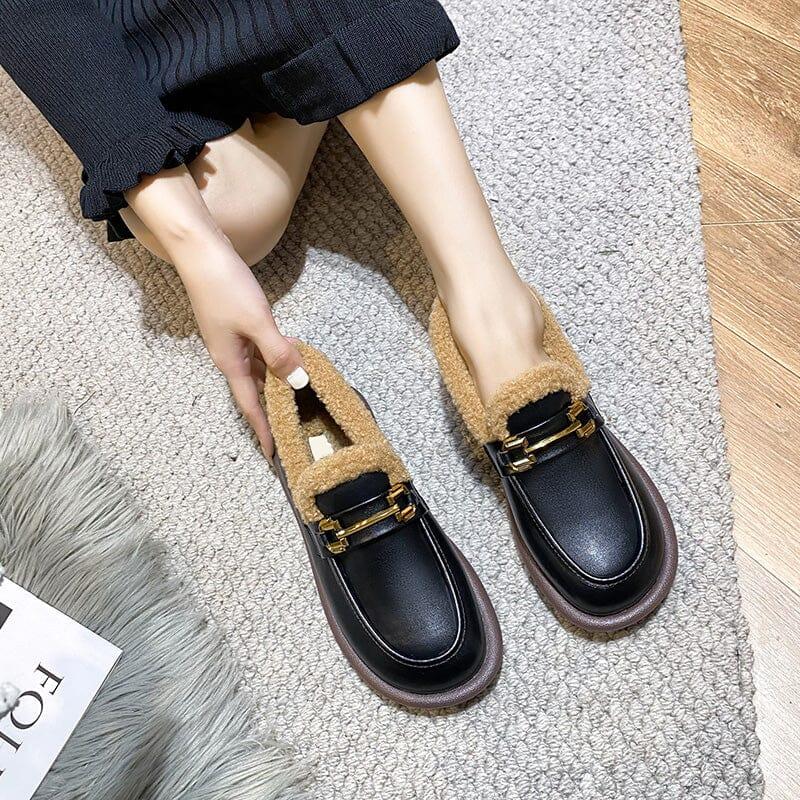 Women Winter Minimalist Furred Casual Loafers