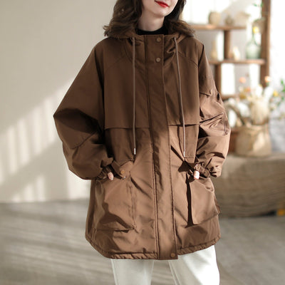 Women Winter Minimalist Quilted Casual Hooded Coat