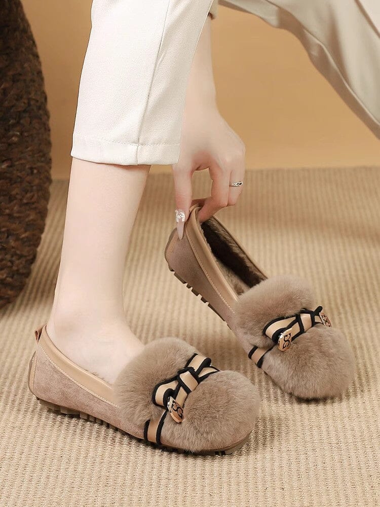 Women Winter Soft Furred Flat Causal Shoes