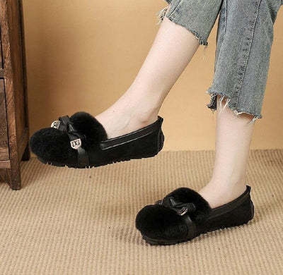 Women Winter Soft Furred Flat Causal Shoes