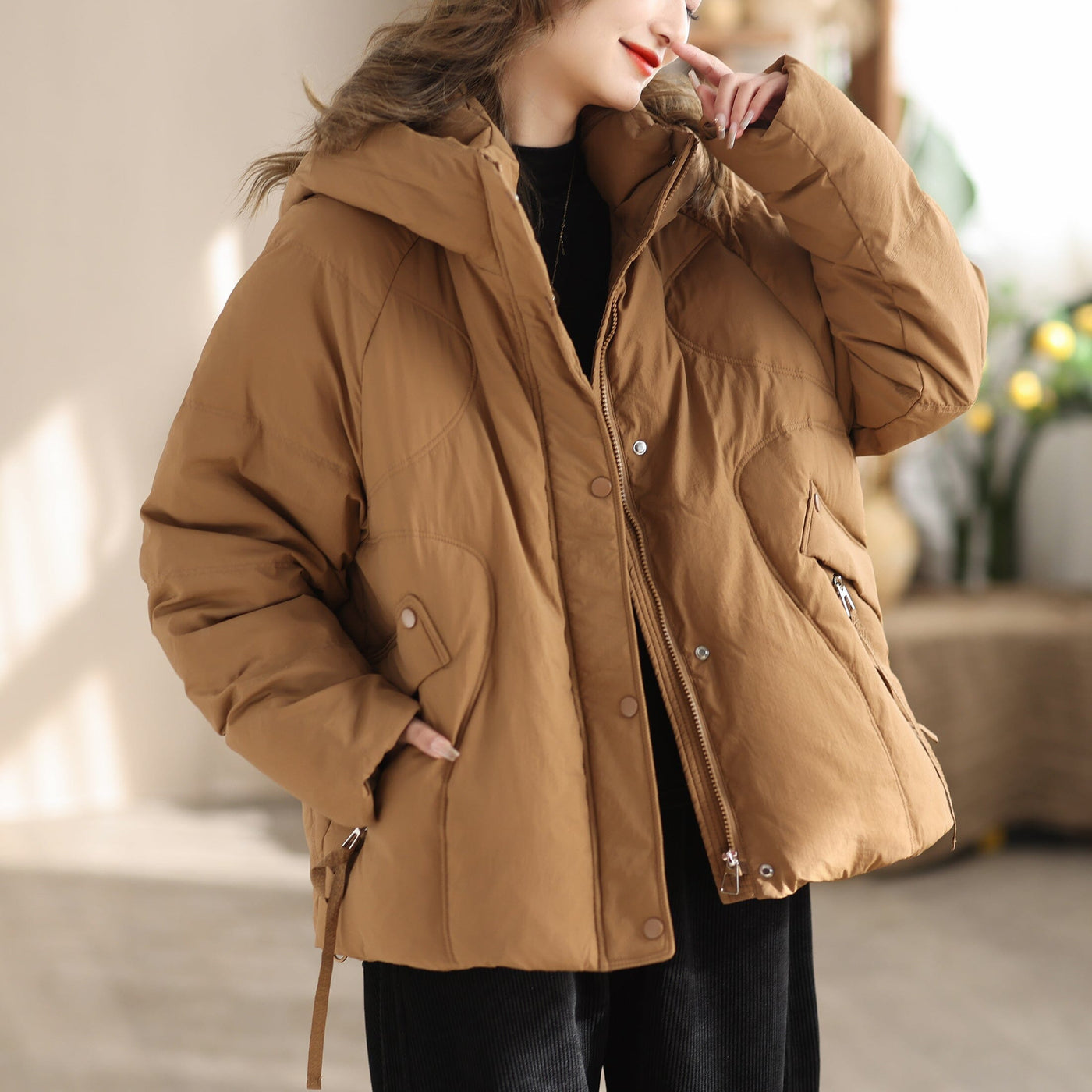 Women Winter Stylish Casual Hooded Down Coat