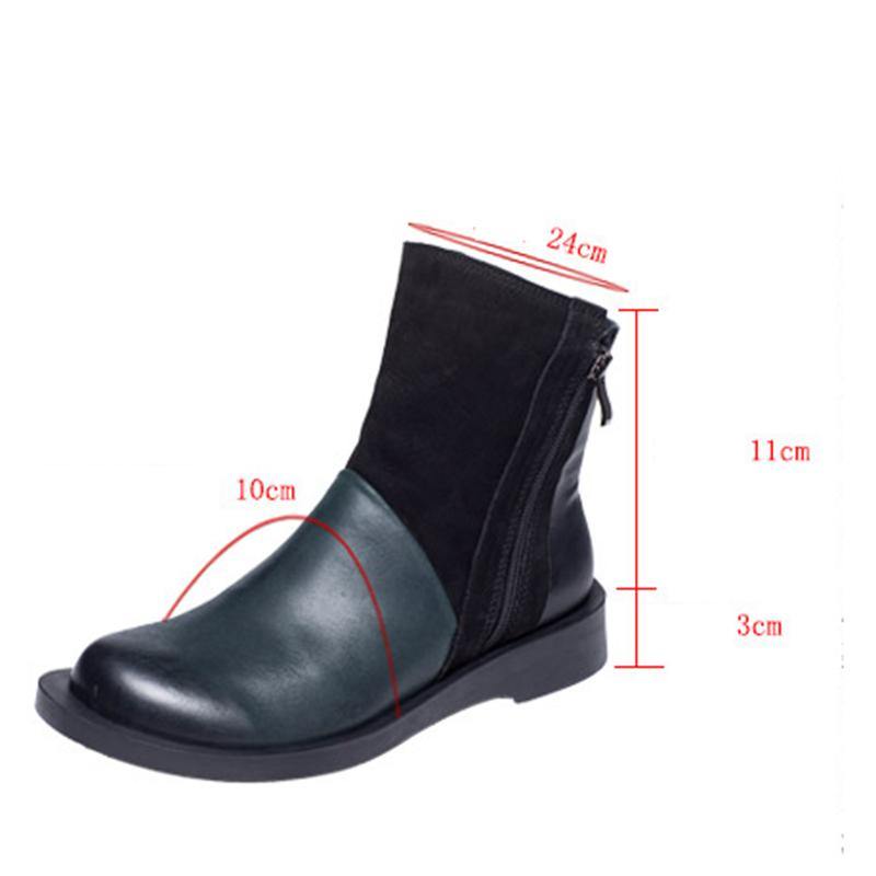 2020 Autumn Retro Leather Double Zipper Short Boots