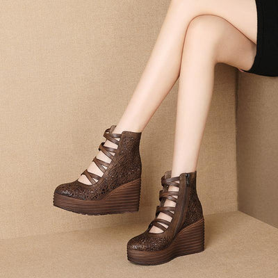 New Leather Hollow Platform Toe Cap Women's Shoes