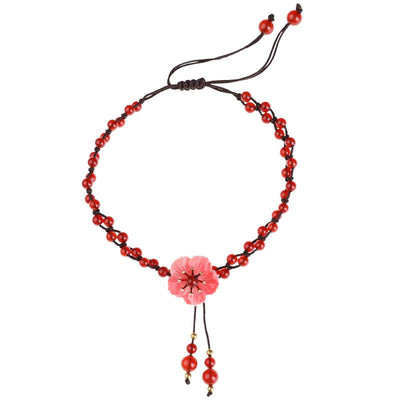 Anklet Flower Antique Red Rope Agate Foot OCT 