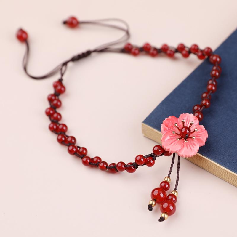 Anklet Flower Antique Red Rope Agate Foot