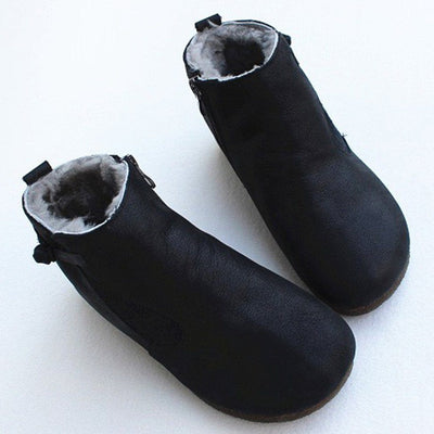 Anti-Skid Leather Plush Boots 2019 New December 35 Black 