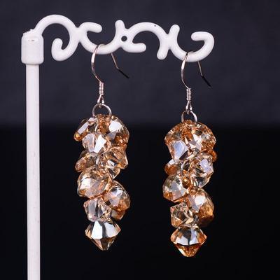 Austrian Crystal 925 Sterling Silver Earrings For Women ACCESSORIES Champagne 
