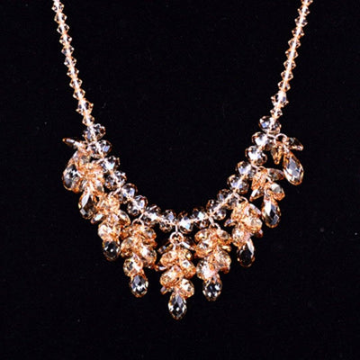 Austrian Crystal Jewelry Bride Wedding Luxury Necklace Bracelet Earrings 3-Pieces ACCESSORIES Champagne Necklace 