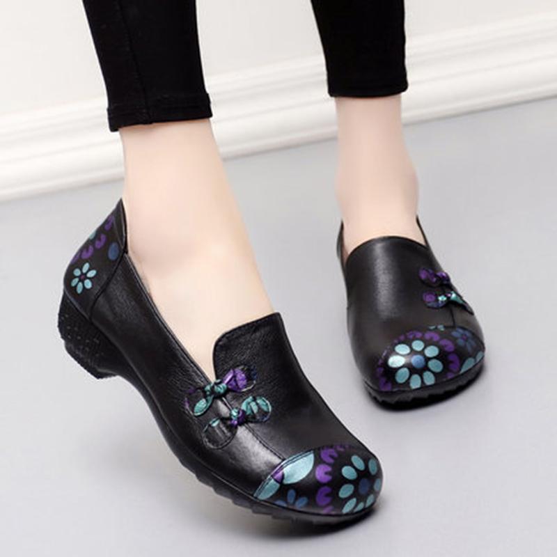 Autumn And Spring Ethnic Wild Size Women's Shoes 34-43 2019 April New 34 Black-Blue 